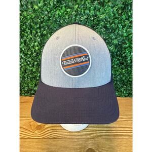 Travis Mathew Hat Flexfit L / XL Fitted Blue Gray Golf Cap Hat Circle Patch